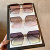 New Fashion Oversize Gradient Sunglasses For Women Vintage Alloy Chain Frame Rivet Square Sun Glasses Female Elegant Shades