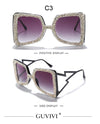 Oversized Rhinestone Sunglasses Women  Steampunk Diamond Sunglasses Square Punk Eyeglasses Gradient Handmade Sunglasses Men