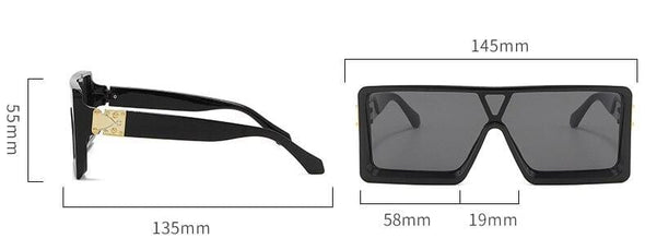 oversized Square black women's sunglasses  trend luxury brand Gradient shades for men Vintage Retro sunglasses woman