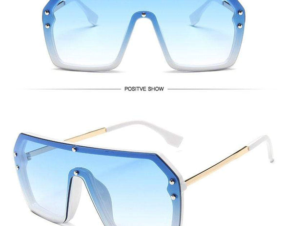 Oversized One-piece Sunglasses Women Luxury Brand Eyeglasses Women/Men Retro Glasses Women Metal Lentes De Sol Mujer