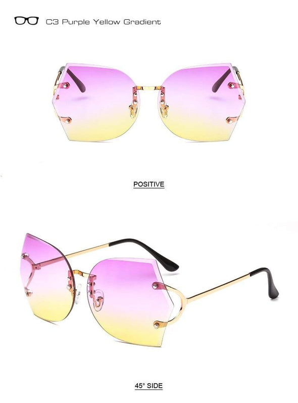 Fashion Women Rimless Sunglasses Gradient Glasses UV400