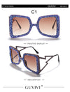 Oversized Rhinestone Sunglasses Women  Steampunk Diamond Sunglasses Square Punk Eyeglasses Gradient Handmade Sunglasses Men