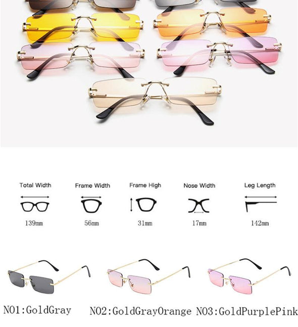 Rimless Retro Sunglasses Women Luxury Eyeglasses For Women/Men Vintage Glasses Women Mirror Oculos De Sol Feminino