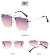 Vintage Women Sunglasses Cutting Lens Gradient Glasses Lace Rectangle Sun Glasses For Ladies Metal Frame Lunette