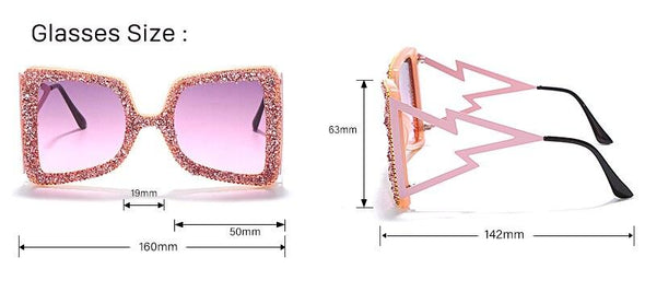 Oversized Rhinestone Sunglasses Women  Steampunk Diamond Sunglasses Square Punk Eyeglasses Gradient Handmade Sunglasses Men