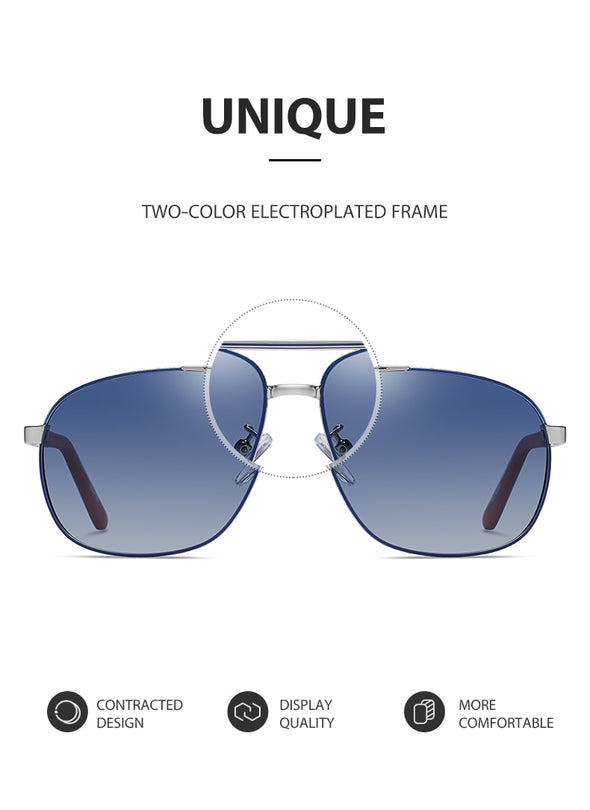 Vintage Men's Polarized Sunglasses Driving Pilot Sun Glasses For Male Female Black Blue Metal Goggle