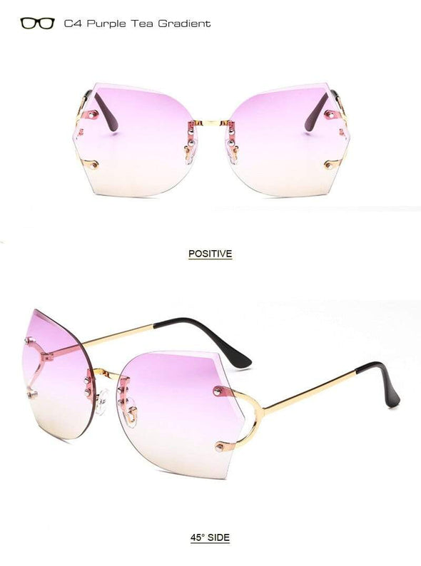 Fashion Women Rimless Sunglasses Gradient Glasses UV400