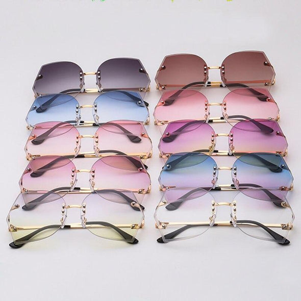 Fashion Women Rimless Sunglasses Gradient Glasses UV400