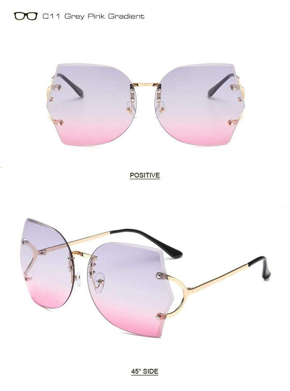 Fashion Women Rimless Sunglasses Gradient Glasses UV400