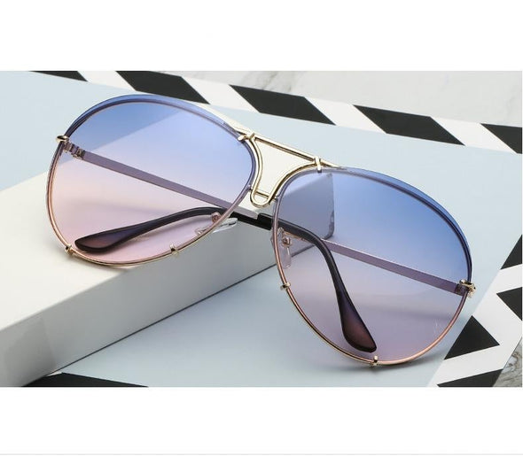 New Fashion Pilot Sunglasses Women Oversized Luxury Sun Glasses For Female Cool Mirror Vintage Lady Gradient Shades UV400