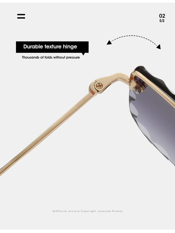 Vintage Women Sunglasses Cutting Lens Gradient Glasses Lace Rectangle Sun Glasses For Ladies Metal Frame Lunette