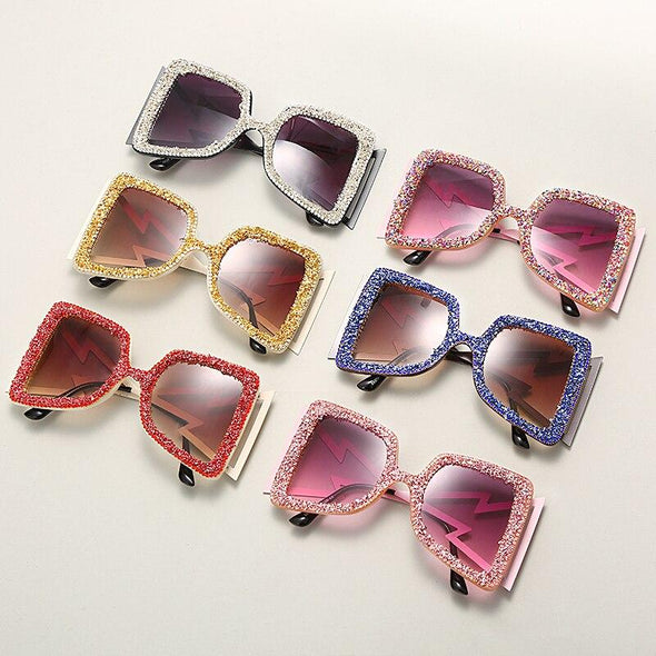 Oversized Rhinestone Sunglasses Women  Steampunk Diamond Sunglasses Square Punk Eyeglasses Gradient Handmade Sunglasses Men