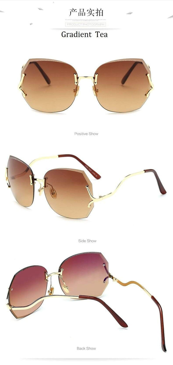 Oversized Transparent Cat Eye Sunglasses Women Brand Designer Rimless Square Frame Clear Gradient Color Sun Glasses Lady shades