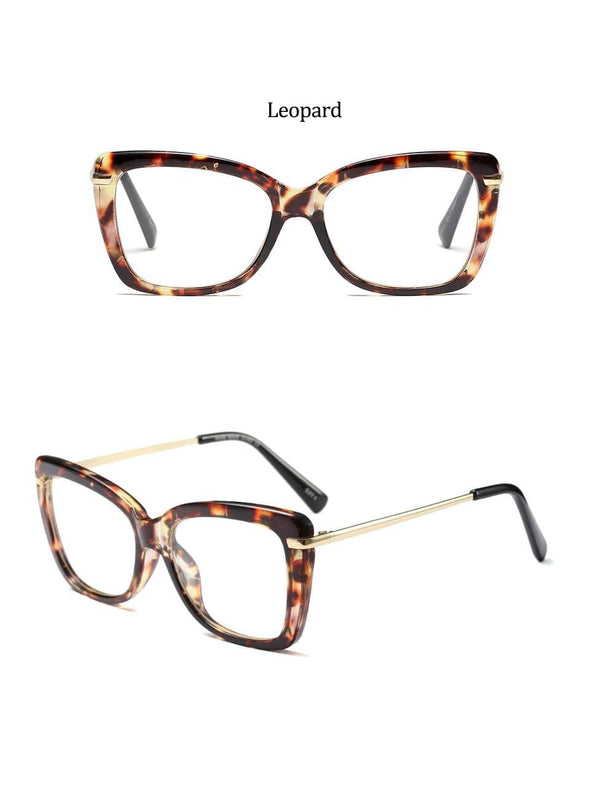 Female Square Eyeglasses Sexy Leopard Fashion Brand Transparent Women's Glasses Frame Luxury Oversized Prescription Glasses