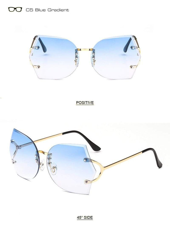 Fashion Women Rimless Sunglasses Gradient Glasses UV400