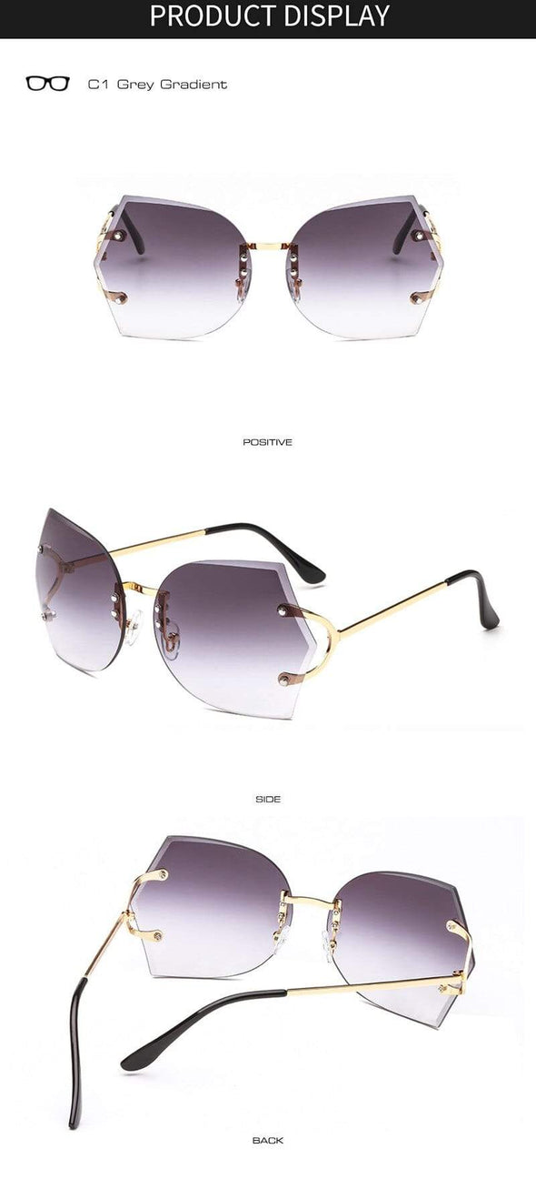 Fashion Women Rimless Sunglasses Gradient Glasses UV400