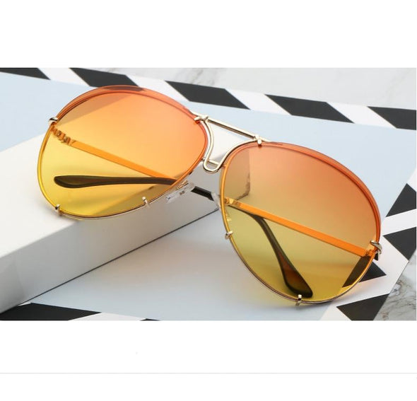 New Fashion Pilot Sunglasses Women Oversized Luxury Sun Glasses For Female Cool Mirror Vintage Lady Gradient Shades UV400