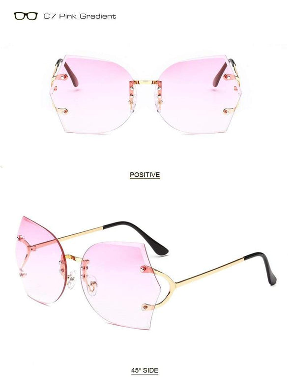 Fashion Women Rimless Sunglasses Gradient Glasses UV400