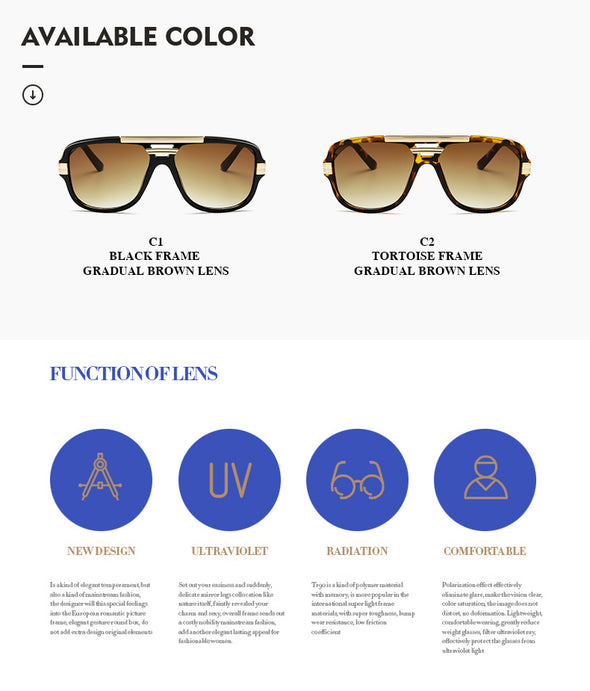 Design Men Sunglasses Vintage Male Square Sun Glasses Luxury Gradient Sunglass UV400 Shades gafas de sol hombre ALI061006