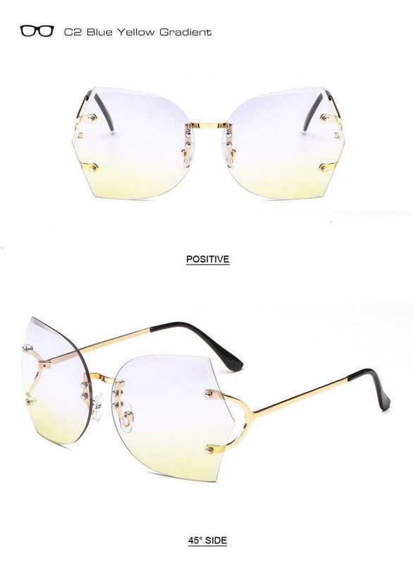 Fashion Women Rimless Sunglasses Gradient Glasses UV400