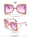 Oversized Rhinestone Sunglasses Women  Steampunk Diamond Sunglasses Square Punk Eyeglasses Gradient Handmade Sunglasses Men