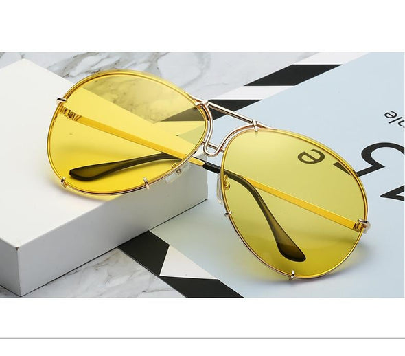 New Fashion Pilot Sunglasses Women Oversized Luxury Sun Glasses For Female Cool Mirror Vintage Lady Gradient Shades UV400