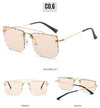 Vintage Women Sunglasses Cutting Lens Gradient Glasses Lace Rectangle Sun Glasses For Ladies Metal Frame Lunette