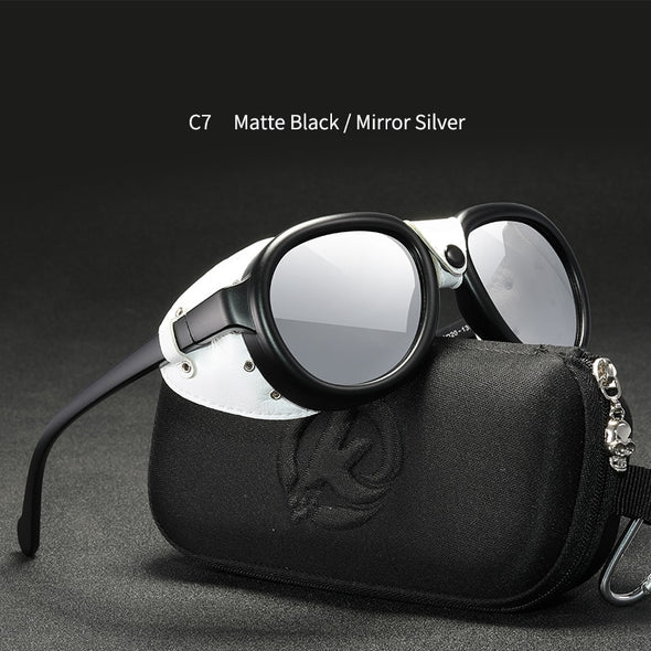 Luxury Steampunk Pilot Sunglasses Men and Women Soft Leather Shield Glasses UV400 Protection ALI061004