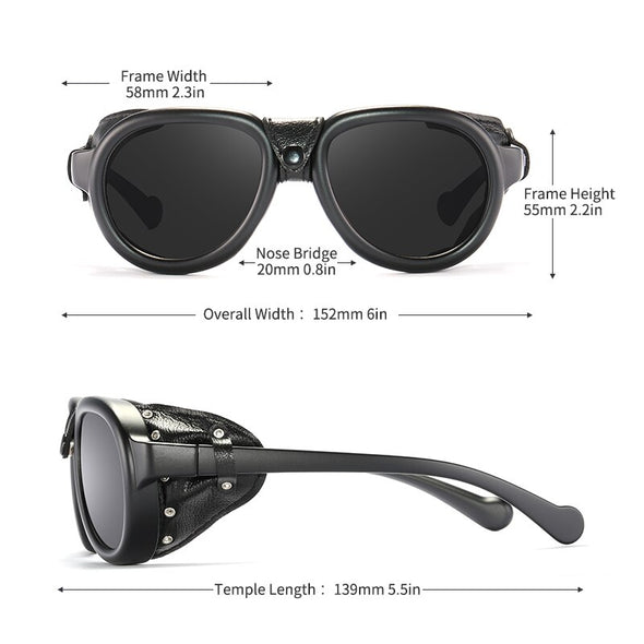 Luxury Steampunk Pilot Sunglasses Men and Women Soft Leather Shield Glasses UV400 Protection ALI061004