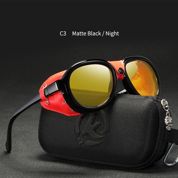 Luxury Steampunk Pilot Sunglasses Men and Women Soft Leather Shield Glasses UV400 Protection ALI061004