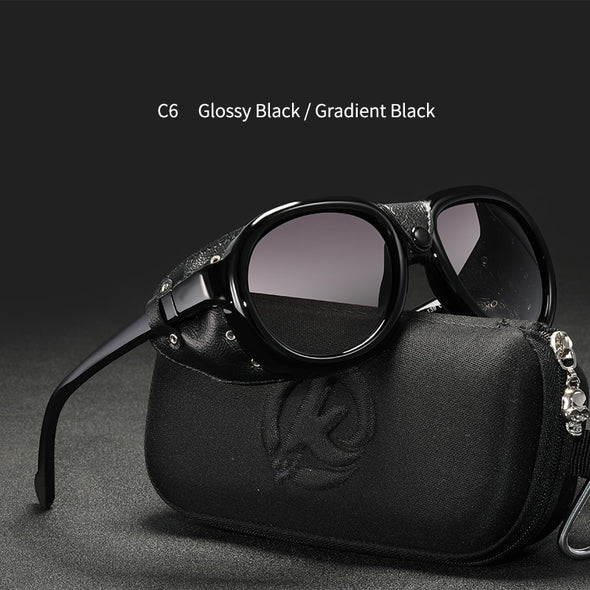Luxury Steampunk Pilot Sunglasses Men and Women Soft Leather Shield Glasses UV400 Protection ALI061004