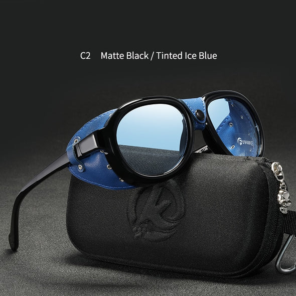 Luxury Steampunk Pilot Sunglasses Men and Women Soft Leather Shield Glasses UV400 Protection ALI061004