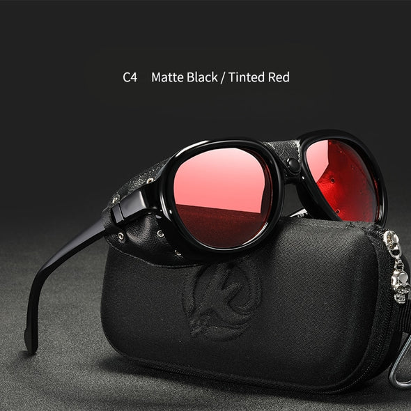 Luxury Steampunk Pilot Sunglasses Men and Women Soft Leather Shield Glasses UV400 Protection ALI061004