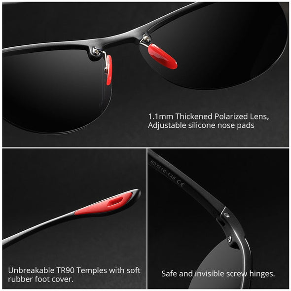 Rimless Oval Men's Sunglasses Polarized TR90 Material Frame TAC Polarization Lense Soft Rubber Foot Cover