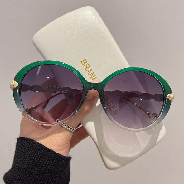 New Vintage Round Frame Sunglasses Gradient Colorful Trendy Fashion Women Female Eyewear Luxury Brand Designer Shades for Ladies