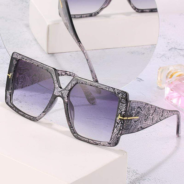 Classic Oversized Square Sunglasses  Leopard Sun Glasses Female Gradient Vintage