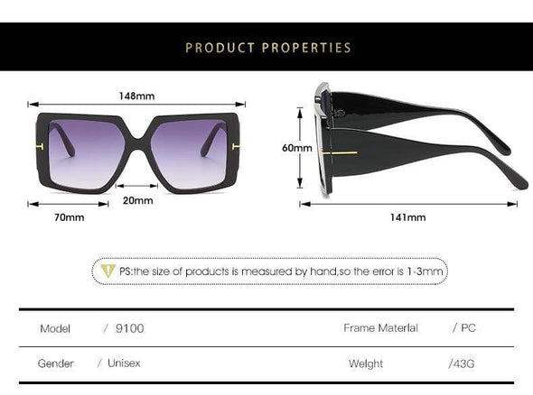 Classic Oversized Square Sunglasses  Leopard Sun Glasses Female Gradient Vintage