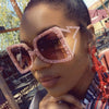 Oversized Rhinestone Sunglasses Women  Steampunk Diamond Sunglasses Square Punk Eyeglasses Gradient Handmade Sunglasses Men