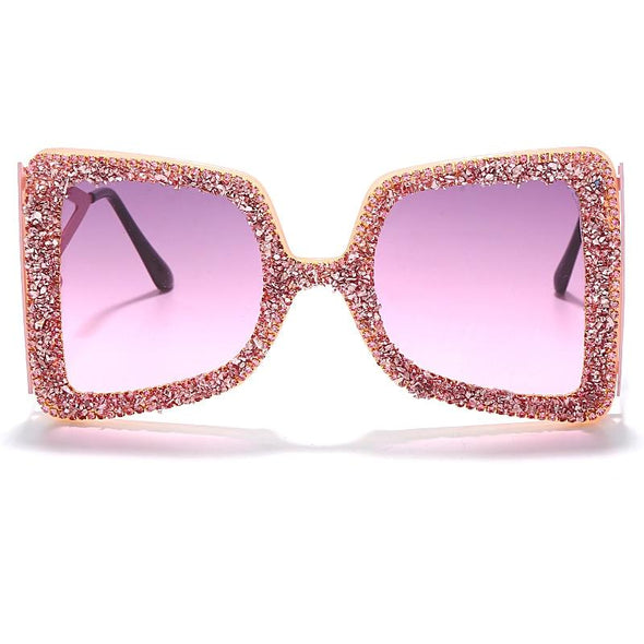Oversized Rhinestone Sunglasses Women  Steampunk Diamond Sunglasses Square Punk Eyeglasses Gradient Handmade Sunglasses Men