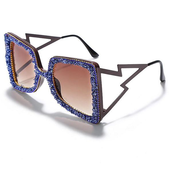 Oversized Rhinestone Sunglasses Women  Steampunk Diamond Sunglasses Square Punk Eyeglasses Gradient Handmade Sunglasses Men