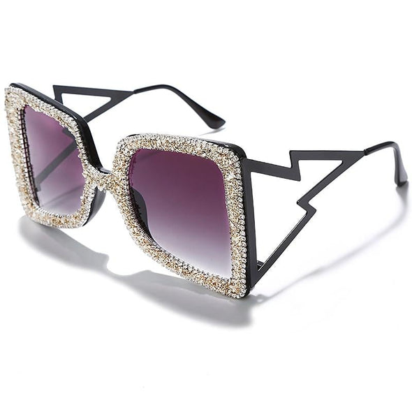Oversized Rhinestone Sunglasses Women  Steampunk Diamond Sunglasses Square Punk Eyeglasses Gradient Handmade Sunglasses Men