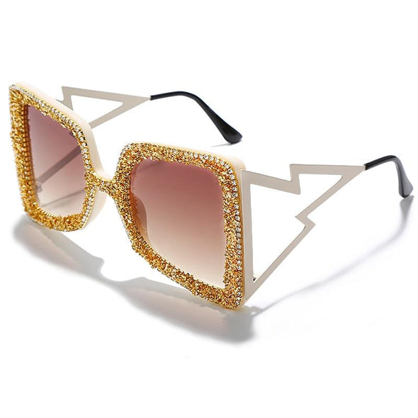 Oversized Rhinestone Sunglasses Women  Steampunk Diamond Sunglasses Square Punk Eyeglasses Gradient Handmade Sunglasses Men