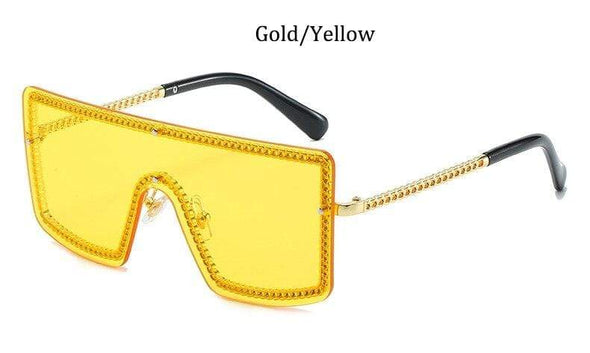 Oversized Square vintage fashion Metal frame brand designer Gradient sunglasses