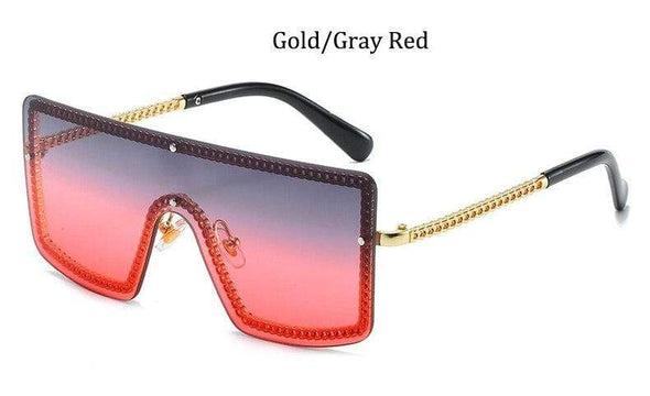 Oversized Square vintage fashion Metal frame brand designer Gradient sunglasses