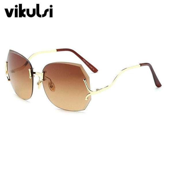 Oversized Transparent Cat Eye Sunglasses Women Brand Designer Rimless Square Frame Clear Gradient Color Sun Glasses Lady shades