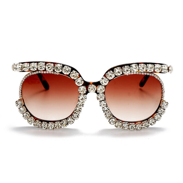 Oversized Women Sunglasses Luxury Brand Cat Eye glasses half frame Rhinestone Sunglasses men Vintage shades Oculos UV400