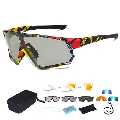Polarized Photochromic Cycling Sunglasses UV400 Bike Sunglasses Men Women Oversized Bicycle Eyewear with Case Myopia Frame