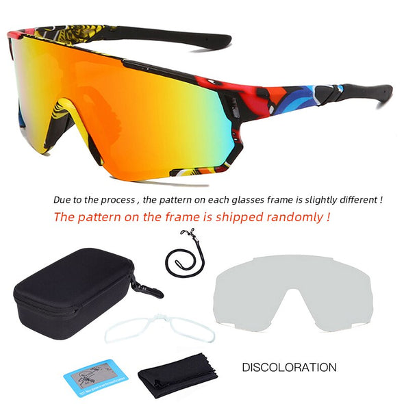 Polarized Photochromic Cycling Sunglasses UV400 Bike Sunglasses Men Women Oversized Bicycle Eyewear with Case Myopia Frame