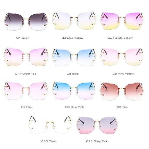 Fashion Women Rimless Sunglasses Gradient Glasses UV400