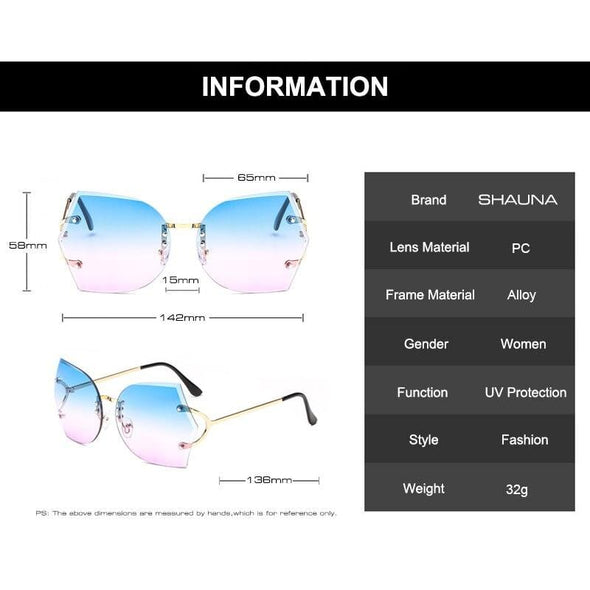 Fashion Women Rimless Sunglasses Gradient Glasses UV400